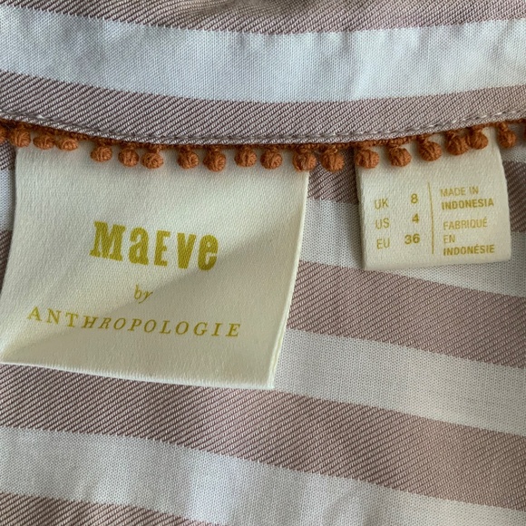 Anthropologie Maeve Mauve Ivory Surplice Wrap Draped Long Sleeve Blouse Shirt 4 - Picture 9 of 14